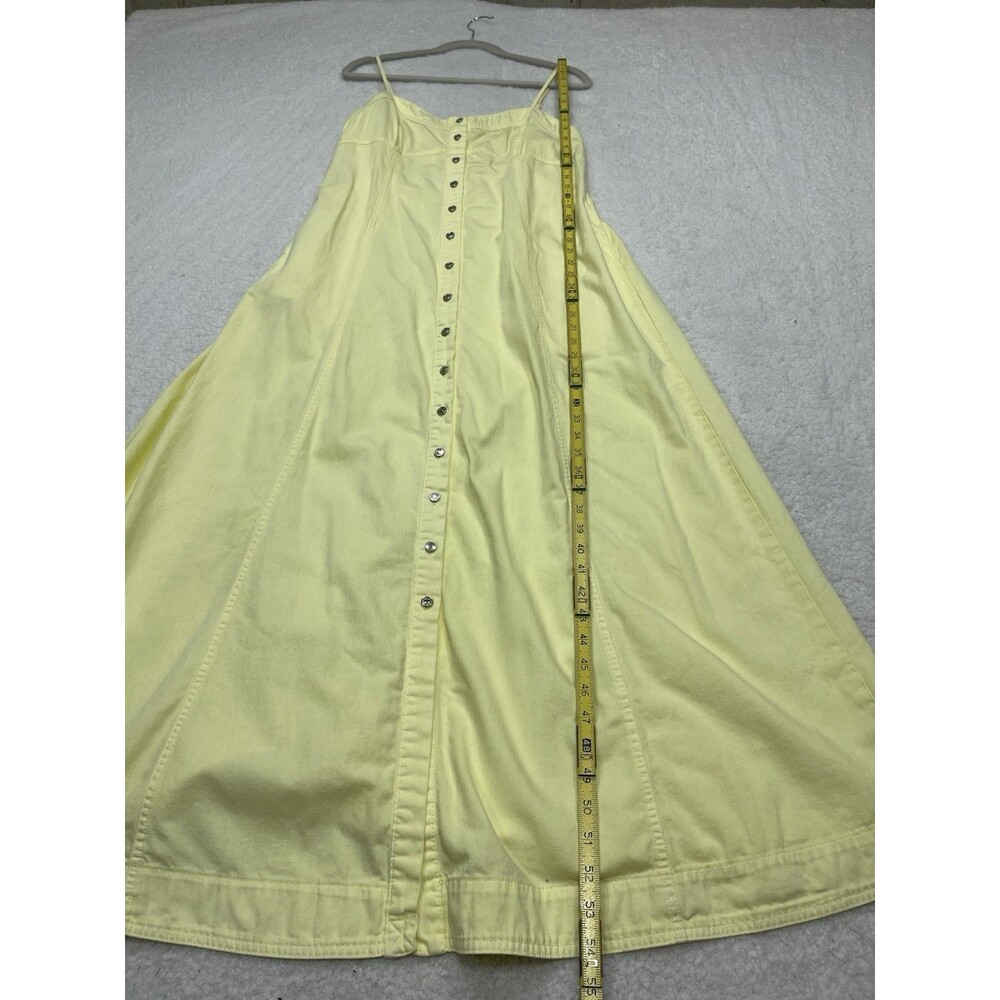 Free People Maxi Dress Women Yellow Just Jill Cotton  Vacay Boho Retro Large New - Picture 4 of 12
